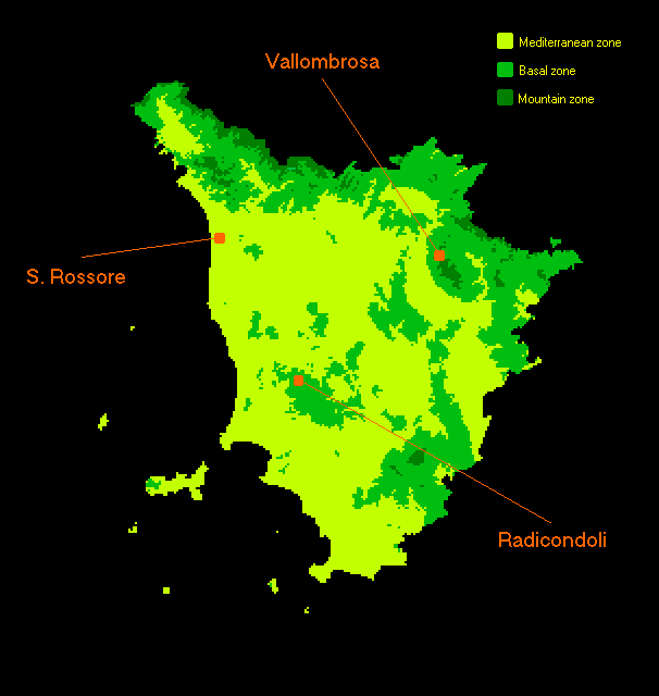 Map with location of the 3 proposed sample areas